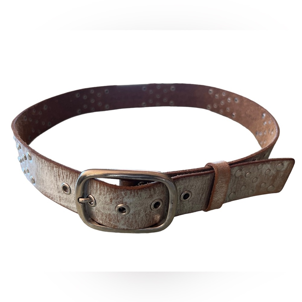 Silver leather belt Med